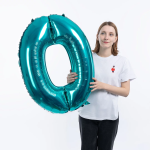 Шар (34''/86 см) Цифра, 0 Slim, Тиффани, 1 шт. в уп., 131400