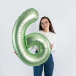 Шар (40''/102 см) Цифра, 6, Авокадо, Сатин, 1 шт. в уп., 24316