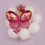 Шар (29''/74 см) Фигура, Бабочки, Розовый, 1 шт. в уп., 25096P