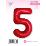 Шар (40''/102 см) Цифра, 5 Slim, Красный, Металлик, 1 шт. в уп., C901915R