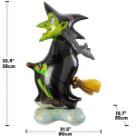 Шар 3D (50''/127 см) Фигура на подставке, Ведьма на метле, 1 шт. в уп., 26028