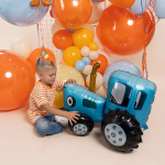 Шар (28''/71 см) Фигура 3D, Синий Трактор, 1 шт. в уп., 20131