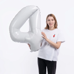 Шар (34''/86 см) Цифра, 4 Slim, Белый, 1 шт. в уп., 131414