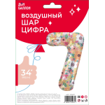 Шар (34''/86 см) Цифра, 7 Цветочный вальс, 1 шт. в уп., 131437