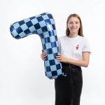 Шар (34''/86 см) Цифра, 7 Клеточки, Голубой/Синий, 1 шт. в уп., 26637