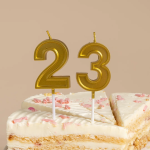 Свеча Цифра, 3 Чистая линия, на шпажке, Золото, 4,7*6,7 + 7 см, 1 шт. с держат., 803273