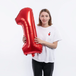 Шар (32''/81 см) Цифра, 1, Красный, 1 шт. в уп., 131381