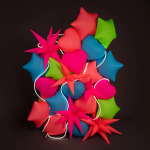 Шар 3D (26''/66 см) Звезда, Составная, Розовый, Неон, 1 шт. в уп., 26226