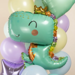 Шар (34''/86 см) Фигура, Динозаврик в короне, Светло-зеленый, 1 шт., 15571