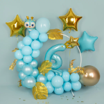 Шар с клапаном (15''/38 см) Мини-фигура, Олененок, Голубой, 1 шт., 23622