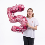 Шар (34''/86 см) Цифра, 5 Симфония роз, Фуше, 1 шт. в уп., 131365