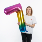 Шар (40''/102 см) Цифра, 7, Радужный, Градиент, 1 шт. в уп., 23767