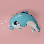 Шар (25''/64 см) Фигура, Маленький дельфин, Голубой, 1 шт., 23805