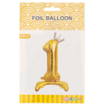 Шар (32''/81 см) Цифра на подставке, 1 Серебристая корона, Золото, 1 шт. в уп., 24181