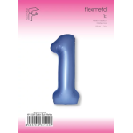 Шар (40''/102 см) Цифра, 1 Slim, Синий хром, Сатин, 1 шт. в уп., B901911SAR
