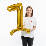 Шар (32''/81 см) Цифра на подставке, 7, Золото, 1 шт. в уп., 132017