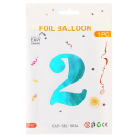 Шар (40''/102 см) Цифра, 2, Тиффани, Металлик, 1 шт. в уп., 24232