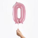 Шар с клапаном (16''/41 см) Мини-цифра, 0, Розовый, Матовый, 1 шт., 23410