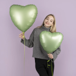 Шар (22''/56 см) Сердце, Оливковый, Сатин, 1 шт., 220000SOGR