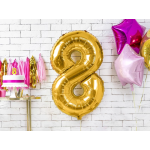 Шар (34''/86 см) Цифра, 8 ЭКО, Золото, 1 шт. в уп., 29688