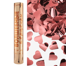 Пневмохлопушка (12/30 см), Волшебные сердечки, Сердца фольга, Розовое Золото, Металлик, 1 шт., 723002