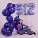 Шар (40''/102 см) Цифра, 5 Slim, Пастельный фиолетовый, 1 шт. в уп., 755211