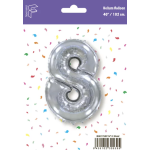 Шар (40''/102 см) Цифра, 8, Серебро, 1 шт. в уп., B901768P