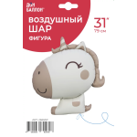 Шар (31''/79 см) Фигура, Милый единорог, Бежевый, Сатин, 1 шт. в уп., 26655P