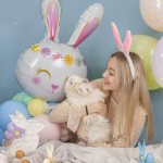 Шар (32''/81 см) Фигура, Цветочный Зайка, Белый, 1 шт., 23360