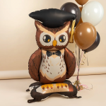 Шар 3D (59''/150 см) Фигура на подставке, Сова Выпускник, 1 шт. в уп., 27681