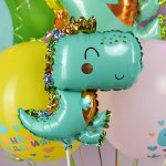 Шар с клапаном (14''/36 см) Мини-фигура, Динозаврик в короне, 1 шт., 23620