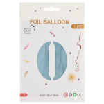 Шар (40''/102 см) Цифра, 0, Светло-голубой, Сатин, 1 шт. в уп., 24260