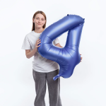 Шар (34''/86 см) Цифра, 4, Синий, Сатин, 1 шт. в уп., 131054V