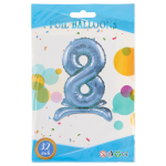 Шар (32''/81 см) Цифра на подставке, 8, Голубой, 1 шт. в уп., 24158