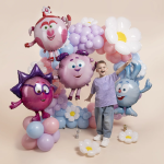 Шар (43''/109 см) Цветок, Ромашка, Белый, 1 шт. в уп., 19782P