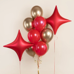 Шар (31''/79 см) Звезда, 4х-конечная, Сириус, Красный, Сатин, 1 шт., 27676