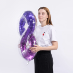 Шар (34''/86 см) Цифра, 8 Сияющий космос, Сиреневый, Градиент, 1 шт. в уп., 131028