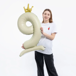 Шар (40''/102 см) Цифра на подставке, 9 Золотая корона, 1 шт. в уп., 23989