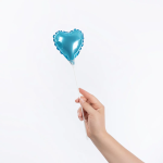 Шар с клапаном (5''/13 см) Микро-сердце, Голубой, Металлик, 1 шт., 27233