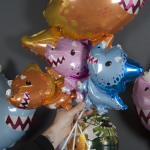 Шар (14''/36 см) Мини-фигура, Динозаврик Трицератопс, Розовый, 1 шт., 902858RS