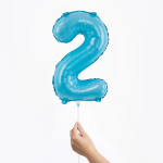 Шар с клапаном (16''/41 см) Мини-цифра, 2, Голубой, Матовый, 1 шт., 23402