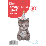 Шар (30''/76 см) Фигура, Котик в колпачке, 1 шт. в уп., 26677