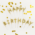 Свечи Буквы Happy Birthday, Золото, Металлик, 6 см, 1 шт. с держат., 629244G