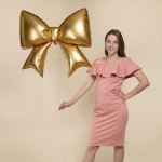 Шар (39''/99 см) Фигура, Бант, Золото, Сатин, 1 шт. в уп., 26835