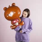 Шар (34''/86 см) Фигура, Мишка с букетом, 1 шт., 21727