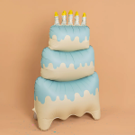 Шар (47''/119 см) Фигура 3D, Торт со свечками, Голубой, Сатин, 1 шт. в уп., 25068