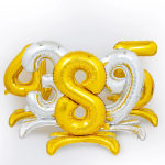 Шар (32''/81 см) Цифра на подставке, 9, Серебро, 1 шт. в уп., 134019