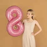 Шар (40''/102 см) Цифра, 8, Розовый, Матовый, 1 шт. в уп., 24108