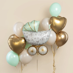 Шар (36''/91 см) Фигура, Коляска Ретро, Мятный, Сатин, 1 шт., 27430