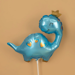 Шар (14''/36 см) Мини-фигура, Динозаврик в короне, Голубой, 1 шт., G72169